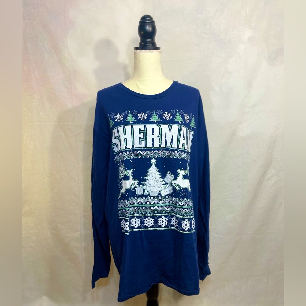 “SHERMAN” | PORT & COMPANY | Color: Dark Blue | Christmas Shirt
